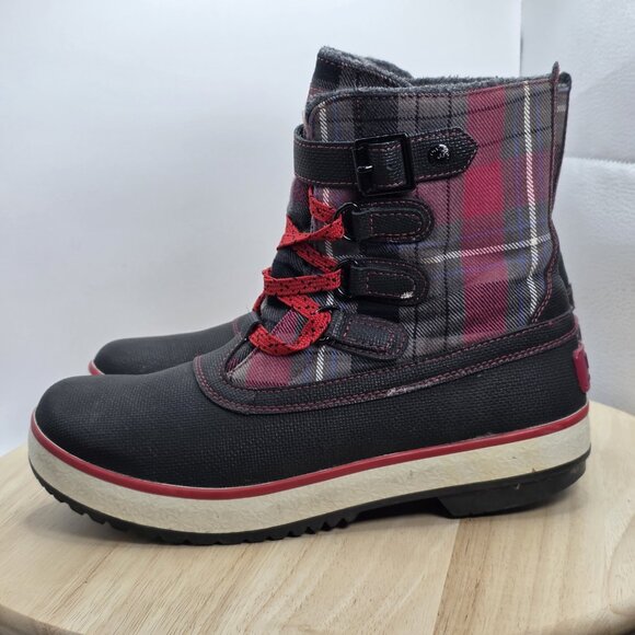 UGG Women’s Decatur Plaid Boots Waterproof Black/Red Size US 8 S/N 1001742 - Picture 1 of 10